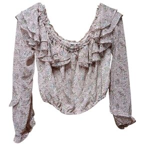 Lulu's Floral Ruffle Midruff Top NWOT